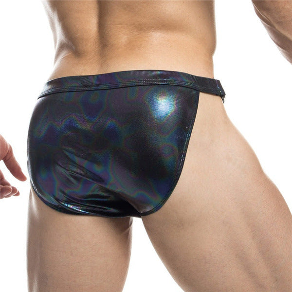 Texture métallique Laser Imitation Cuir Short homme