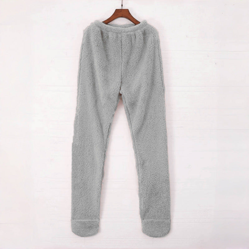 Pantalons de sommeil épais à la maison avec chaussettes