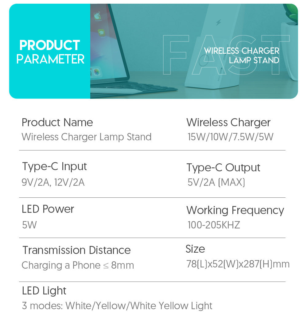 Lampe de table pliable en plastique sans fil Support de charge Personnalisé Multifonctions créatives