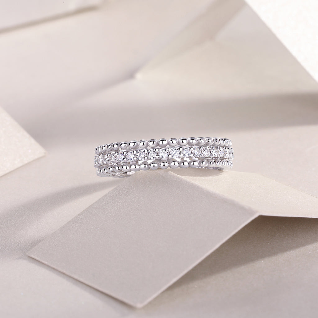 S925 Argent 2.4g Anneau de Moissanite plaqué platine