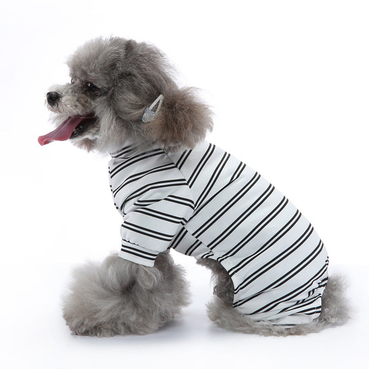 Vêtements de chien d'été rayés maison Pajamas Mince