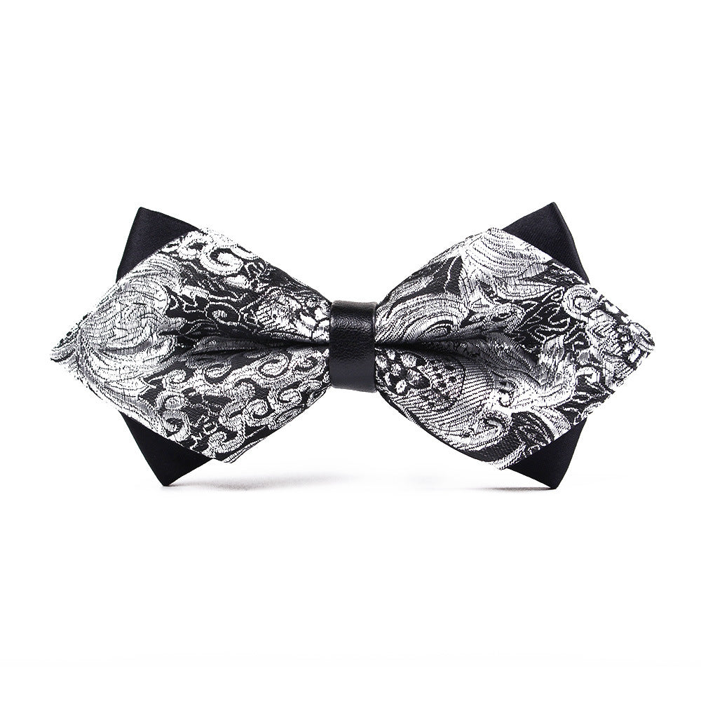 Polyester hommes pointu Bow Tie Gold brillant en soie Flash