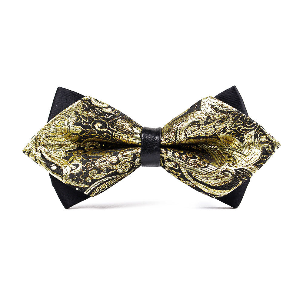 Polyester hommes pointu Bow Tie Gold brillant en soie Flash