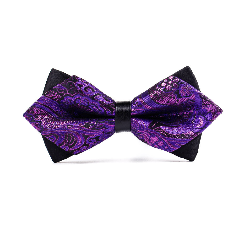 Polyester hommes pointu Bow Tie Gold brillant en soie Flash