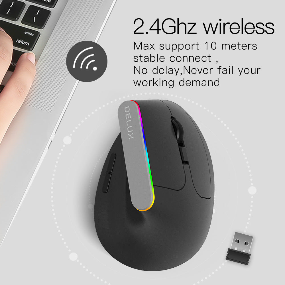 Couleur M618C RGB Vertical Wireless Ergonomic Hand-held Straight Mouse