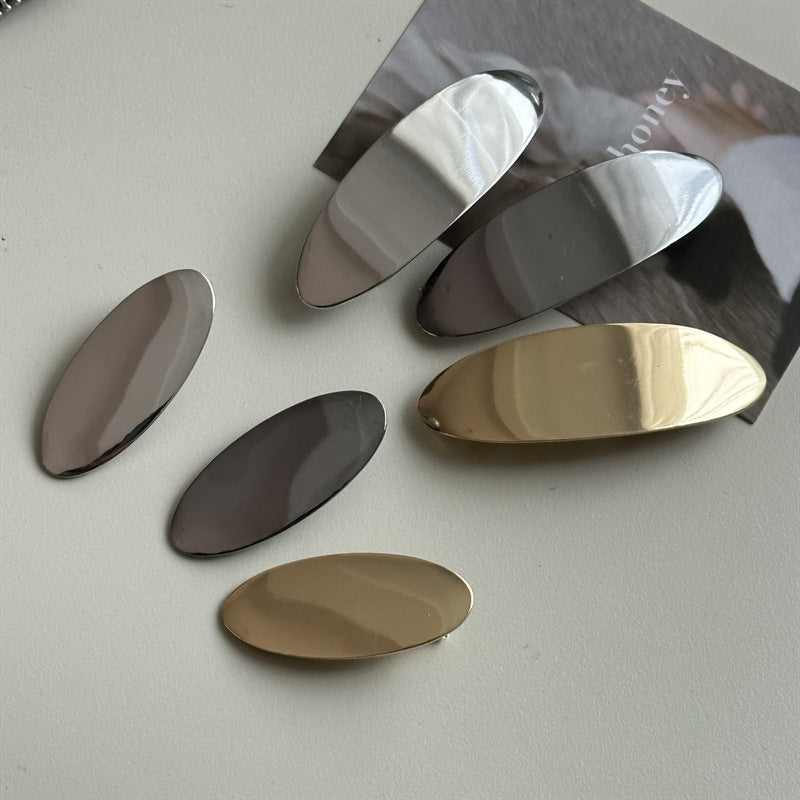Barrettes à bec de canard oval en métal brillant