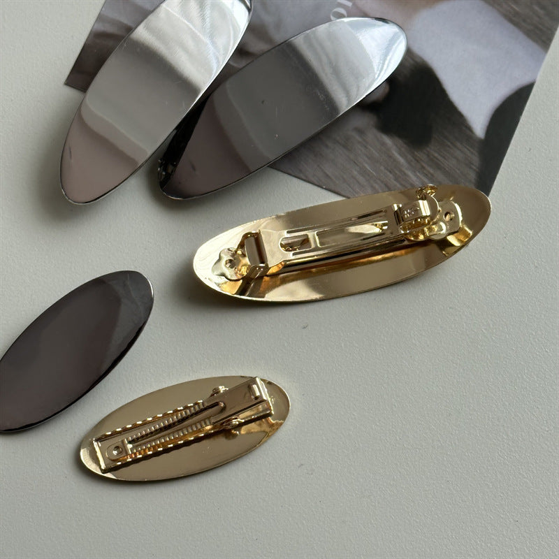 Barrettes à bec de canard oval en métal brillant