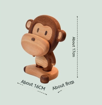 Bois massif Creative Monkey Porte-Téléphone mignon Table de support de téléphone cellulaire Ornements décoratifs