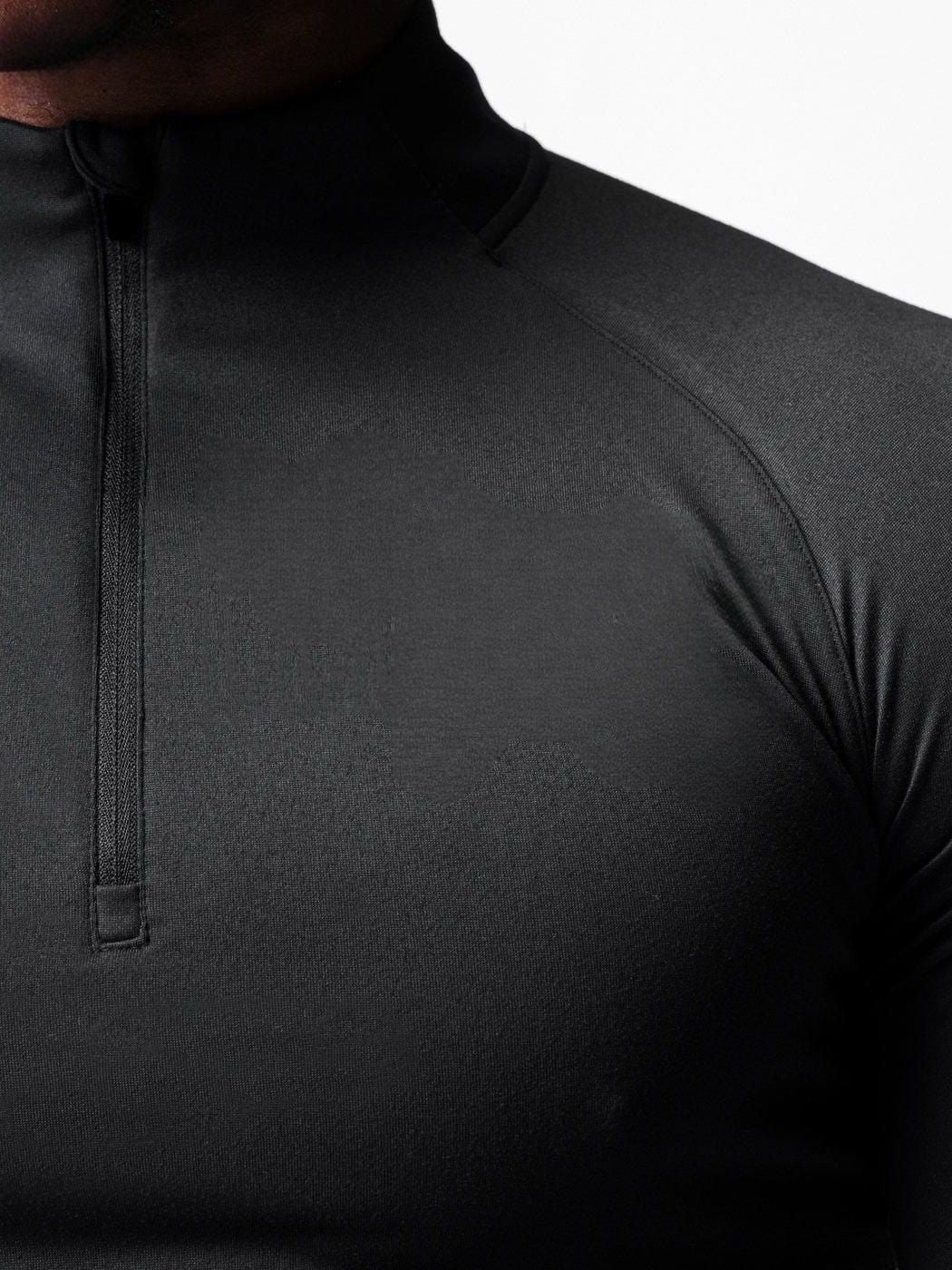 T-shirt T-shirt à manches longues à demi-zipper, petit col tortueux pour homme