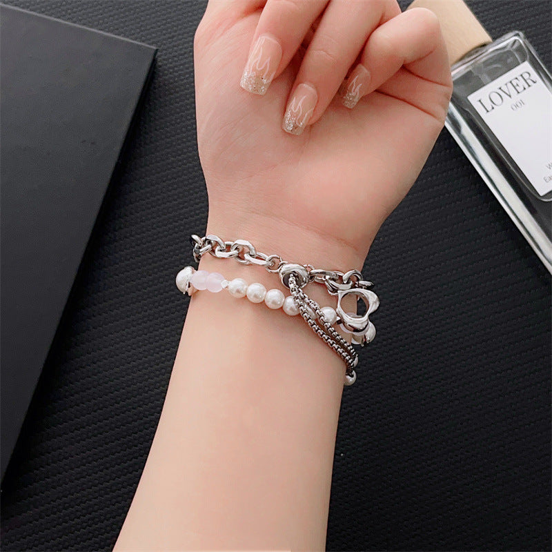 Bracelet Agate Pearl en forme de coeur
