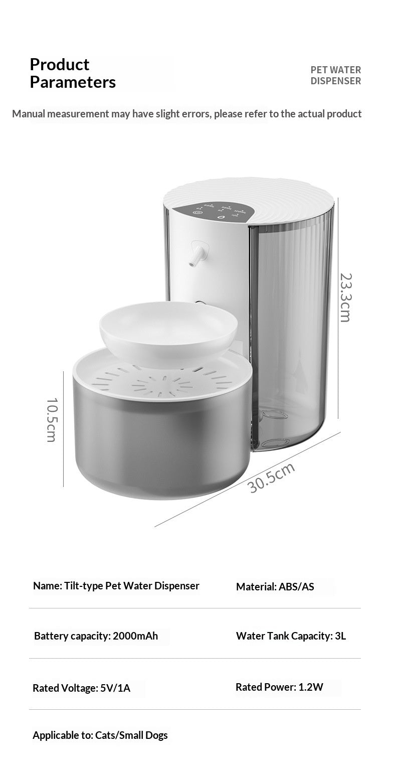 Smart Constante-Température 3L Fontaine d'eau pour animaux avec séparation de l'eau propre et rinçage Mec