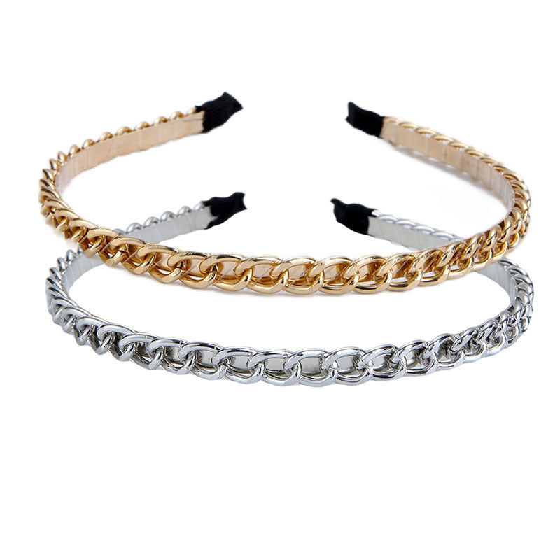 Chaîne épaisse Hair-hoop pour femmes métal bande de cheveux fait main Coiffure de vent exquise Ac