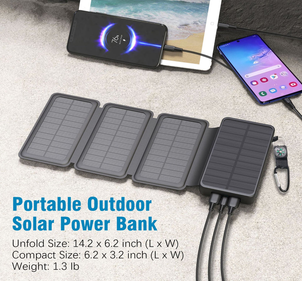 Unité de charge solaire à charge rapide pliante 20000 MA pliable extérieur portable de grande capacité M