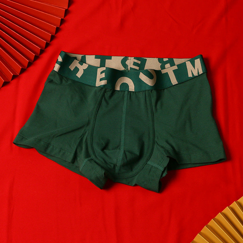 Sous-vêtements en coton purifiés pour hommes Festive Bright Red Mid-rise Boxers