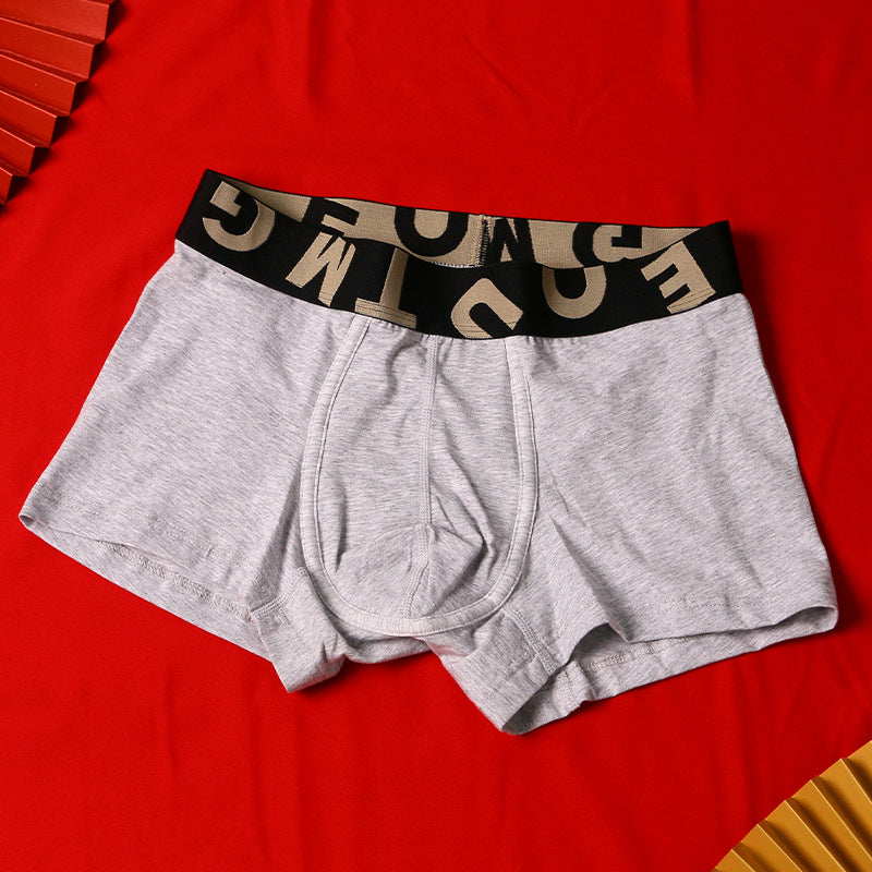 Sous-vêtements en coton purifiés pour hommes Festive Bright Red Mid-rise Boxers
