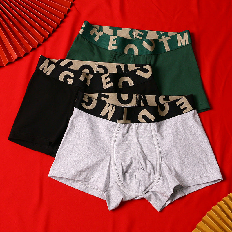 Sous-vêtements en coton purifiés pour hommes Festive Bright Red Mid-rise Boxers