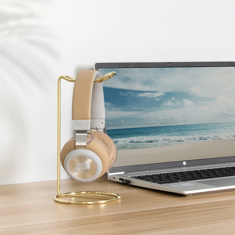 Support d'écouteur en métal de base pour ordinateur de bureau Rose Gold