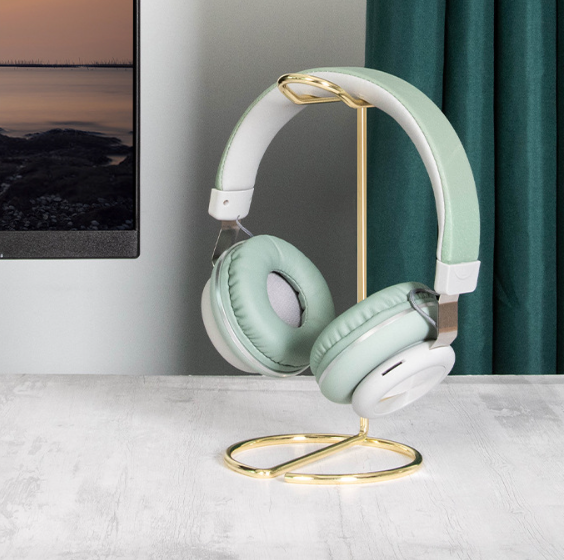 Support d'écouteur en métal de base pour ordinateur de bureau Rose Gold
