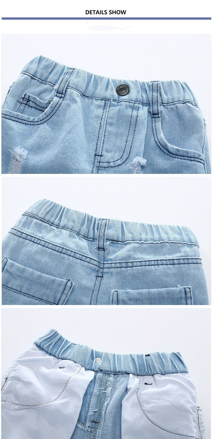 Short de plage Jeans Ripped pour garçons