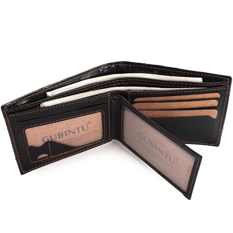 Portefeuille en cuir court et simple pour hommes