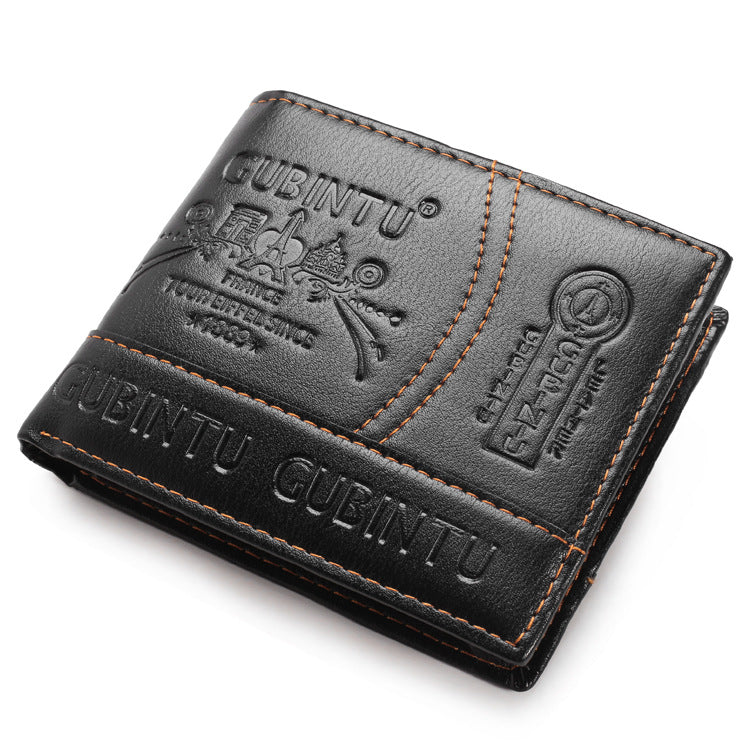 Portefeuille en cuir court et simple pour hommes