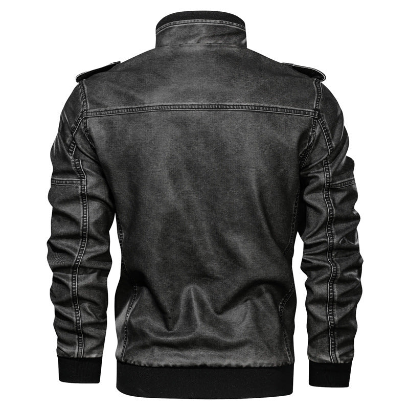 Manteau en cuir pu pour hommes de style européen et américain