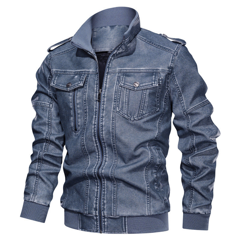 Manteau en cuir pu pour hommes de style européen et américain