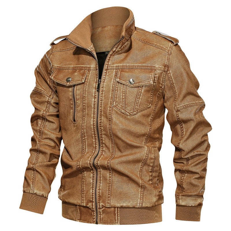 Manteau en cuir pu pour hommes de style européen et américain