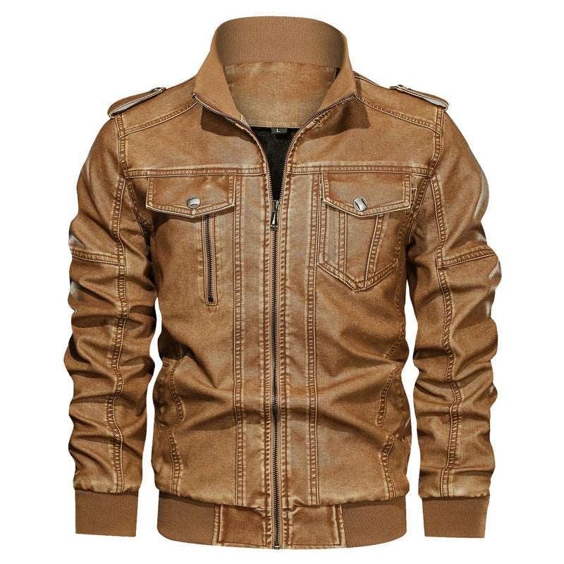 Manteau en cuir pu pour hommes de style européen et américain
