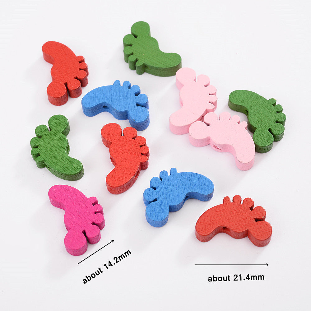 Couleur caricature Mignon petit pieds perles en bois pour enfants perles faites main Penda