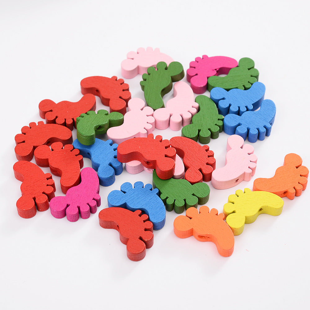 Couleur caricature Mignon petit pieds perles en bois pour enfants perles faites main Penda