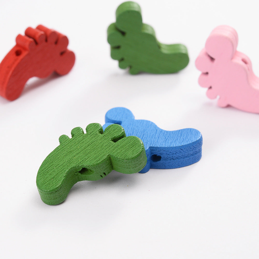 Couleur caricature Mignon petit pieds perles en bois pour enfants perles faites main Penda