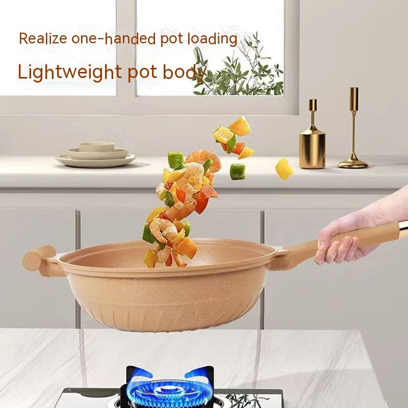 Argile de poterie Micro pression Titanium Wok Friing Non-stick Pan Revêtement ménager