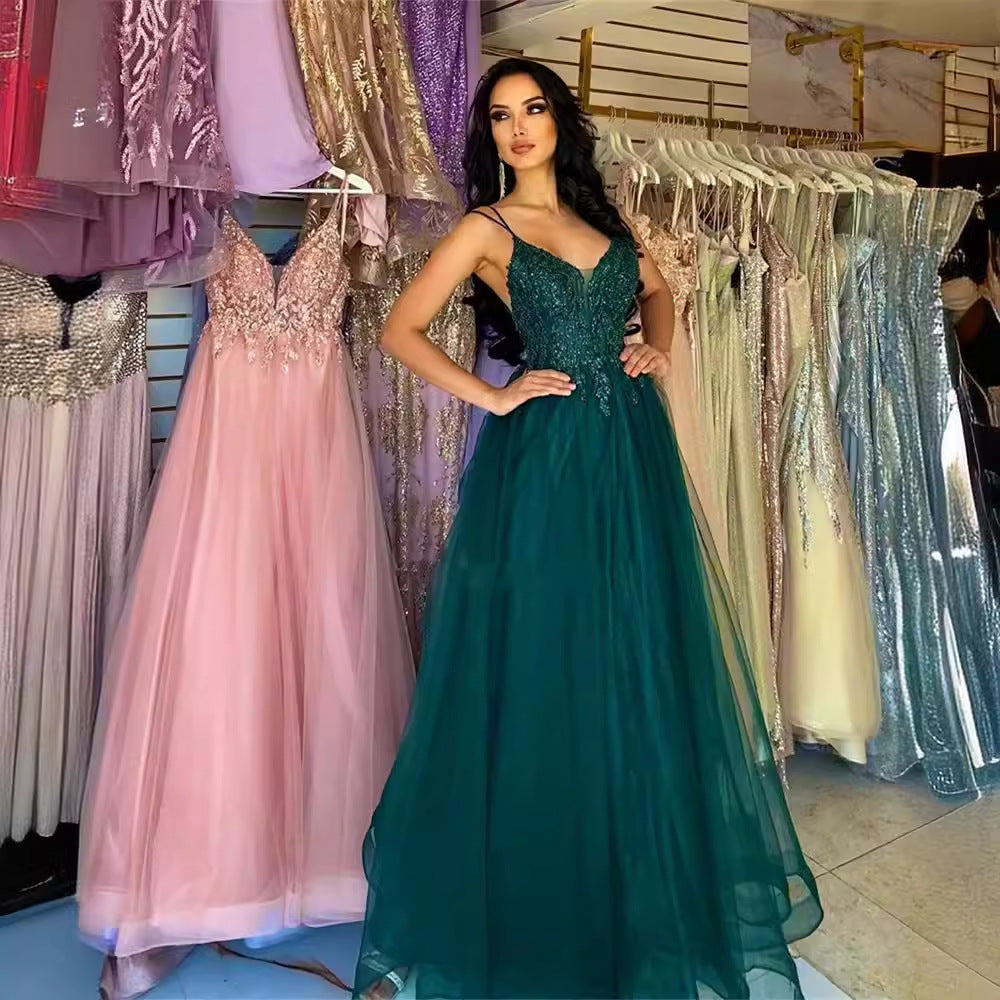 Robe de soirée pour banquet vert foncé