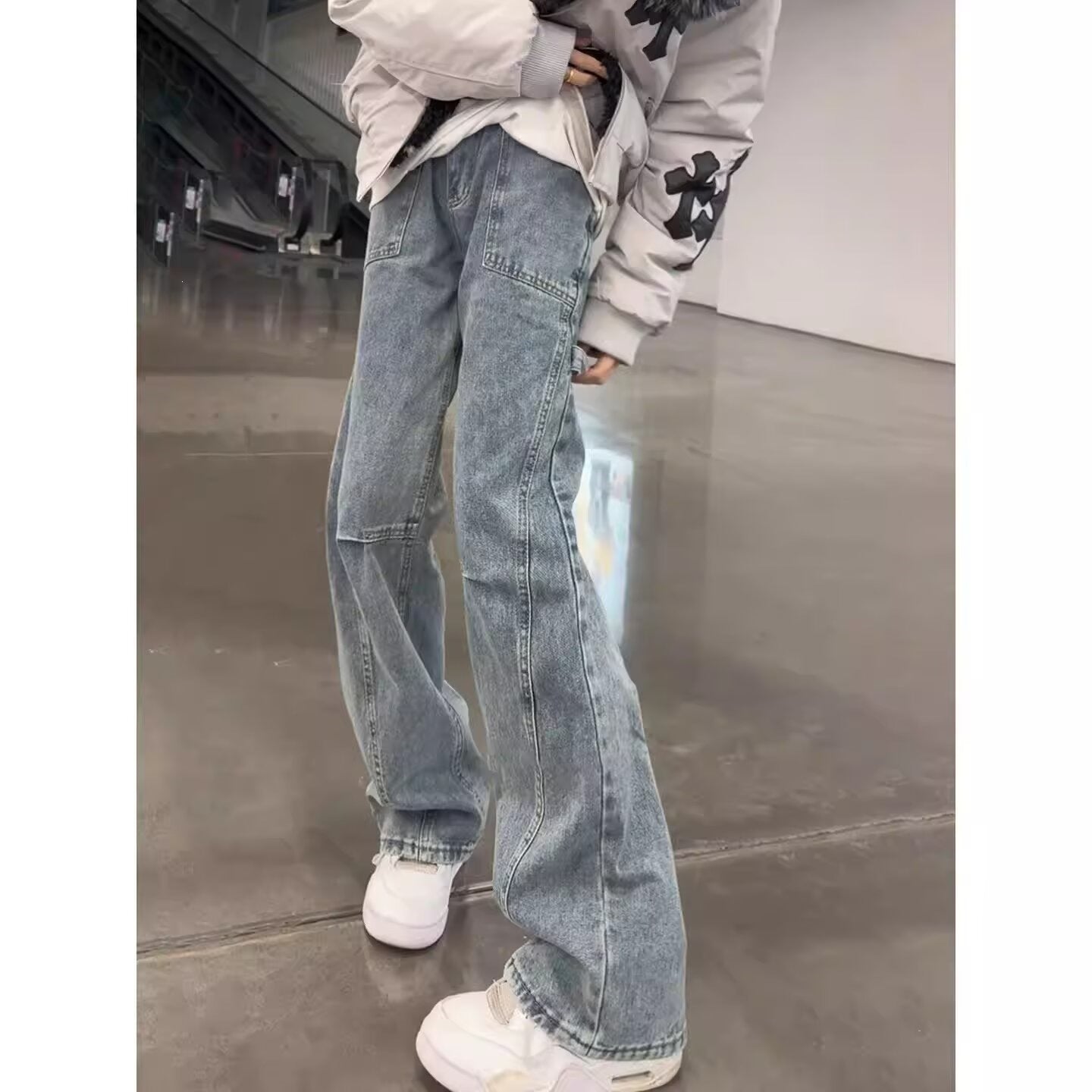 Jeans Homme Légèrement Évasés Bleu Rétro