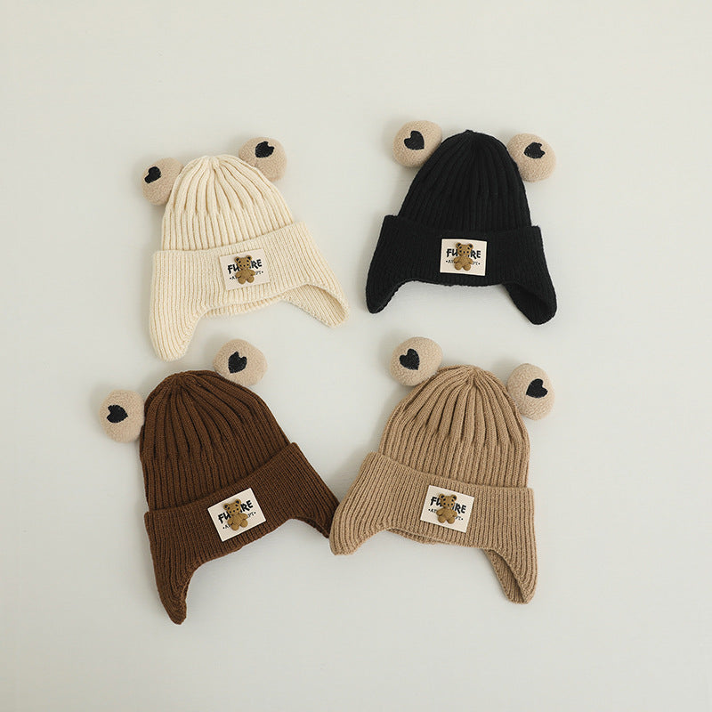 Casquette en laine pour ours chaud tricoté pour enfants