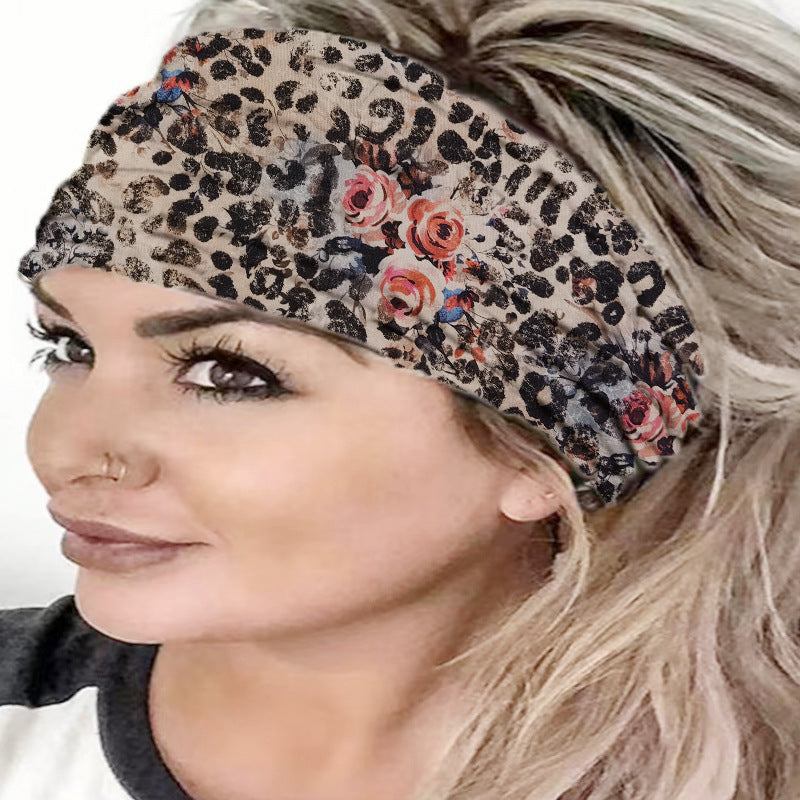 Laver de mode femme européenne et américaine Leopard Print Accessoires cheveux à large bord
