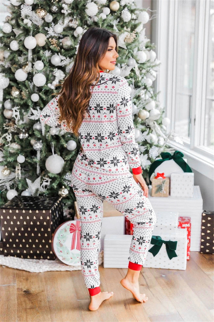 Polyester Noir et blanc Contraste Couleur Christmas Parent-Enfant costume occasionnel pour femmes