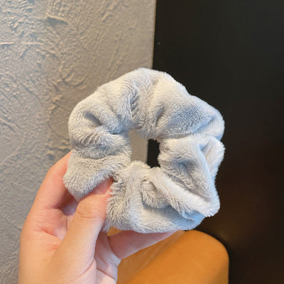 En peluche Grande bague de cheveux intestinale Macaron bande de cheveux mignon fluffy corde de cheveux