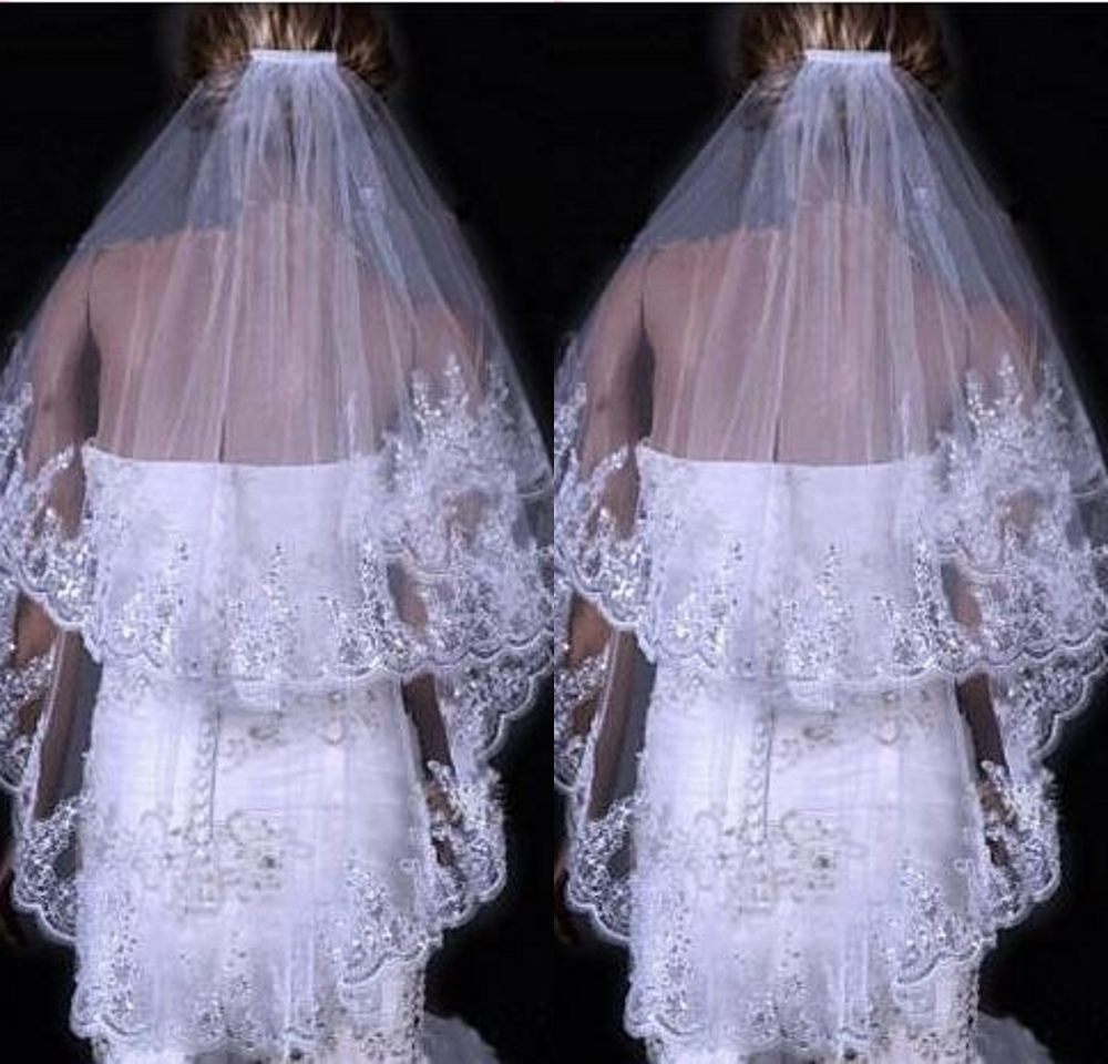 Couverture de visage veil en polyester pailleté bride Deux couches Dentelle Bande latérale