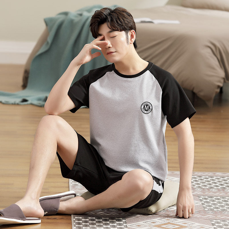 Pyjama pour homme Short à manches courtes Pull en coton tricoté