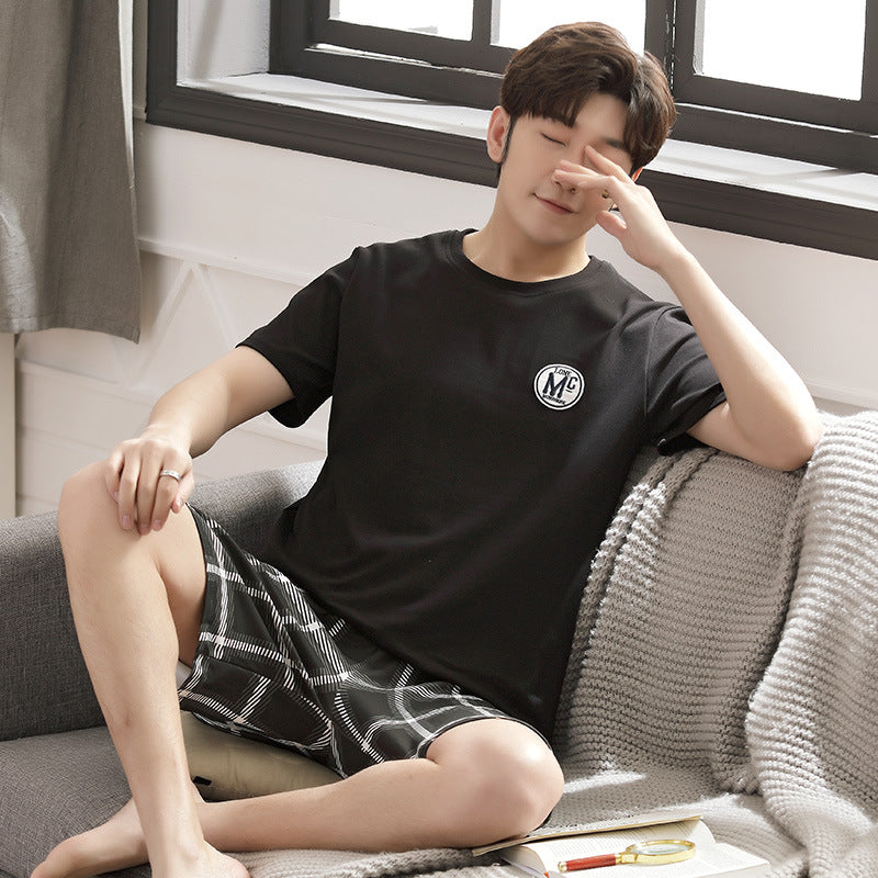 Pyjama pour homme Short à manches courtes Pull en coton tricoté