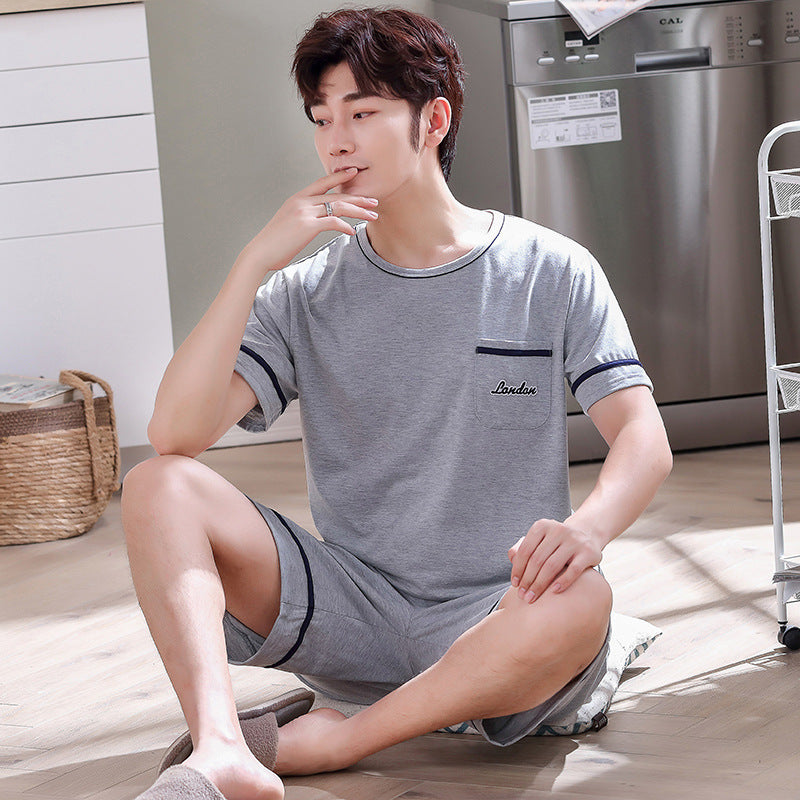 Pyjama pour homme Short à manches courtes Pull en coton tricoté