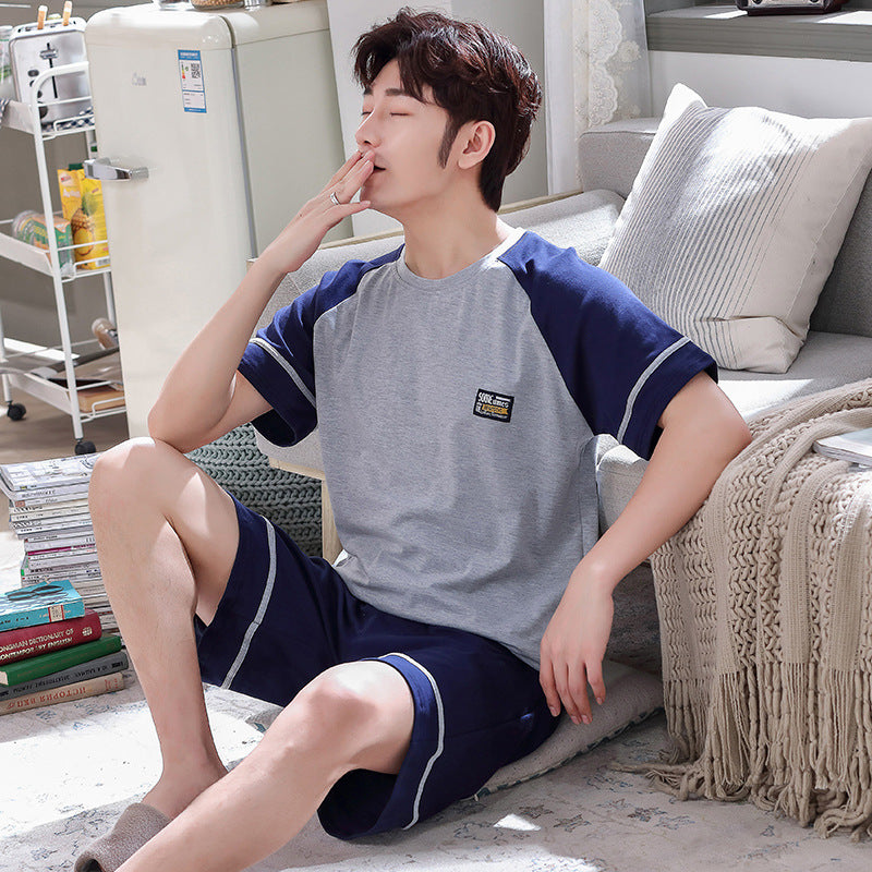 Pyjama pour homme Short à manches courtes Pull en coton tricoté