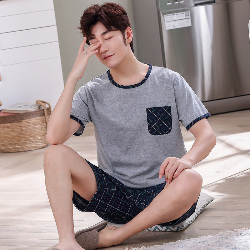 Pyjama pour homme Short à manches courtes Pull en coton tricoté