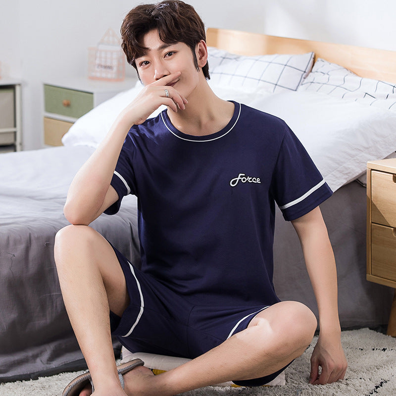 Pyjama pour homme Short à manches courtes Pull en coton tricoté
