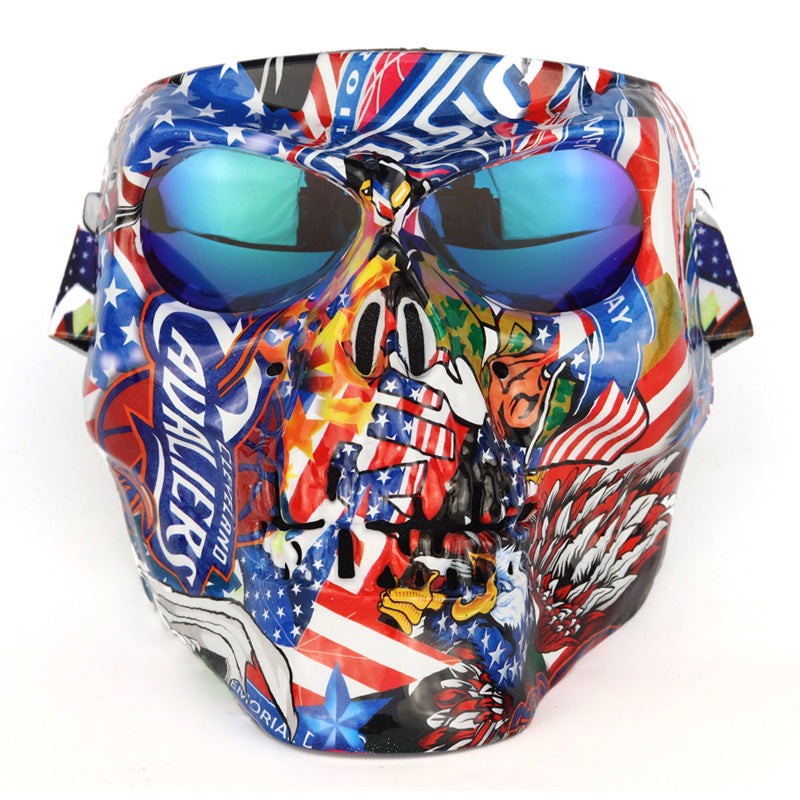 Crâne masque moto rider équipé de lunettes
