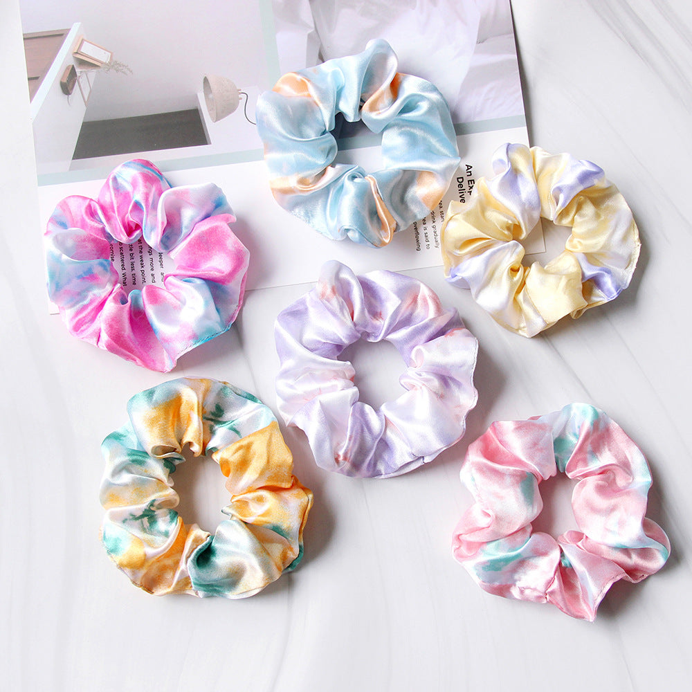 Couvercle simple Satin Tie-dye enfants Large Intestine Anneau Accessoires de cheveux Headdress