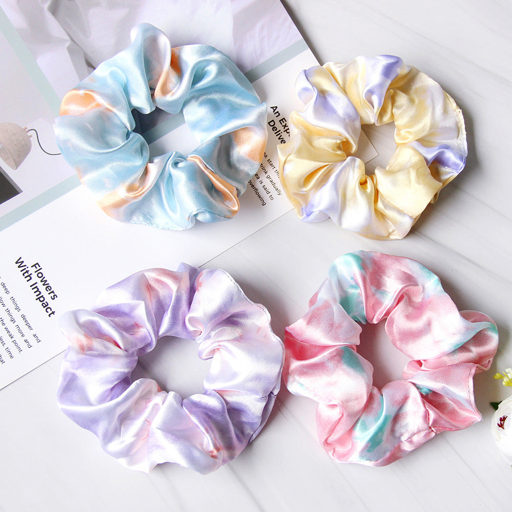 Couvercle simple Satin Tie-dye enfants Large Intestine Anneau Accessoires de cheveux Headdress