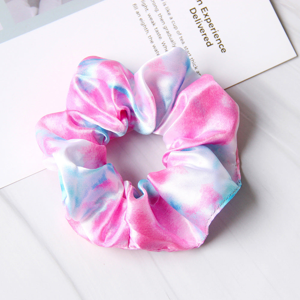 Couvercle simple Satin Tie-dye enfants Large Intestine Anneau Accessoires de cheveux Headdress